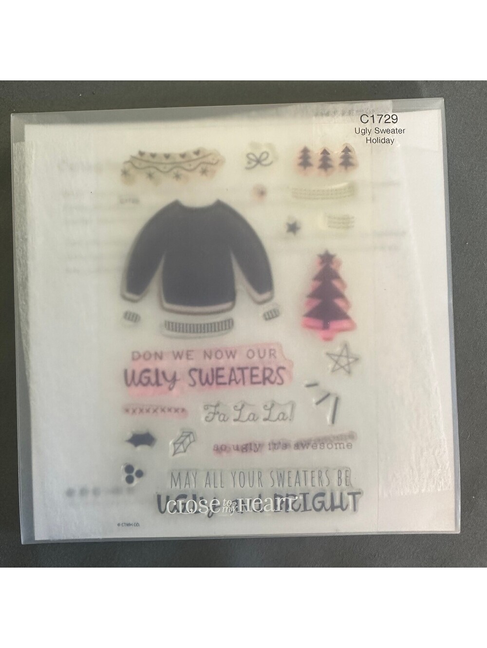Close To My Heart C1729 Ugly Sweater Holiday Acrylic Stamp Set